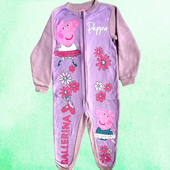 Peppa Pig Ballerina Jumpsuit Pajama – Purple Zip-Up One-Piece - Picture 2 of 6